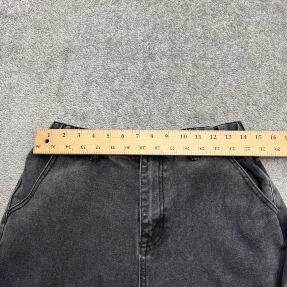 Adika Cargo Jogger Denim Jeans Womens Large Faded Black Acid Wash High Rise Y2K